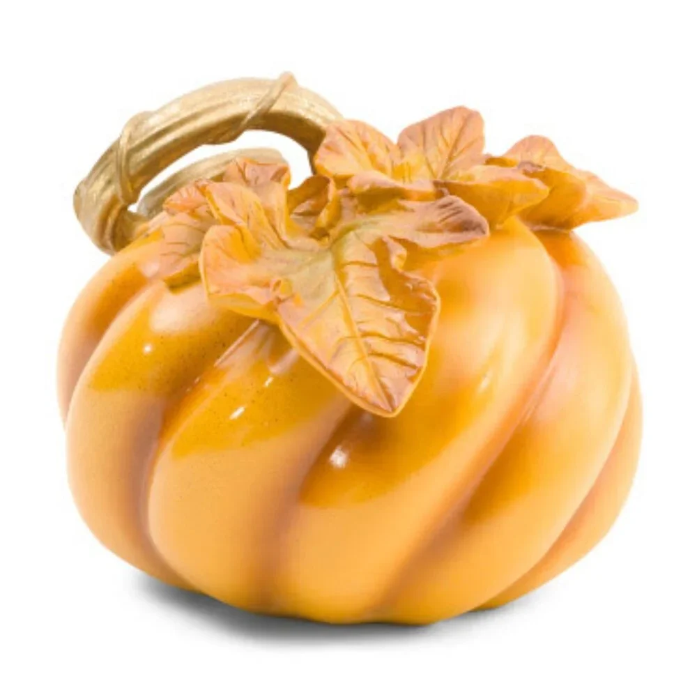 MARTHA STEWART RESIN PUMPKIN WITH LEAVES RESIN PUMPKIN WITH LEAVES DECOR